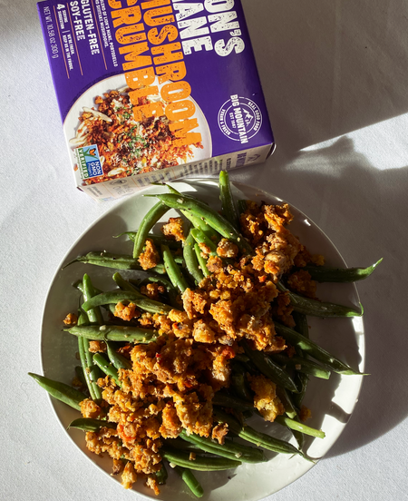 Lions Mane Garlicky Green Beans