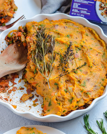LION’S MANE CRUMBLE & SWEET POTATO SHEPHERD’S PIE