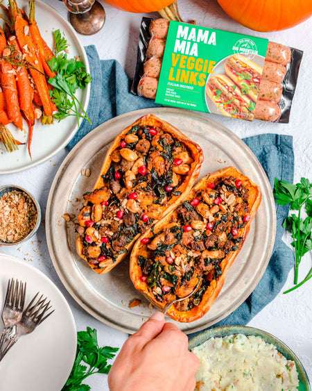 Stuffed Butternut Squash with Mama Mia Veggie Links