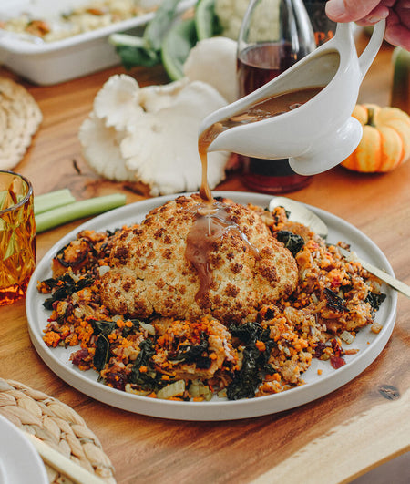 WHOLE ROAST CAULIFLOWER WITH CAULI CRUMBLE STUFFING
