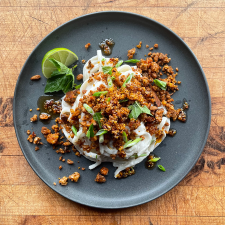 MUSHROOM CRUMBLE WITH CREAMY UDON NOODLES