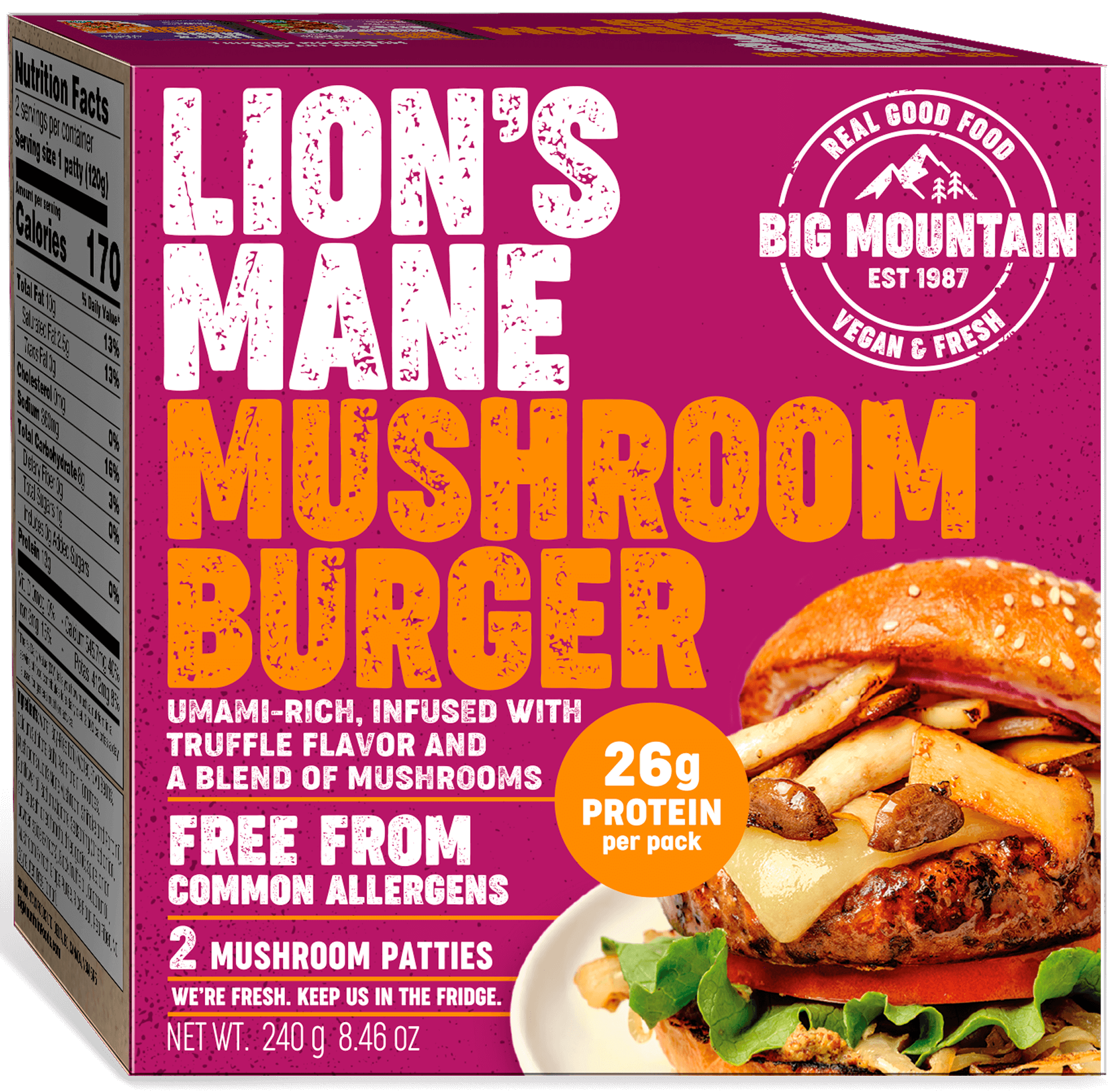 Lion's PlantBased Mane Mushroom Burger