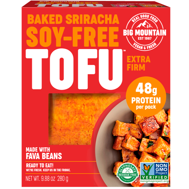 Vegan Baked Fava Tofu with Sriracha