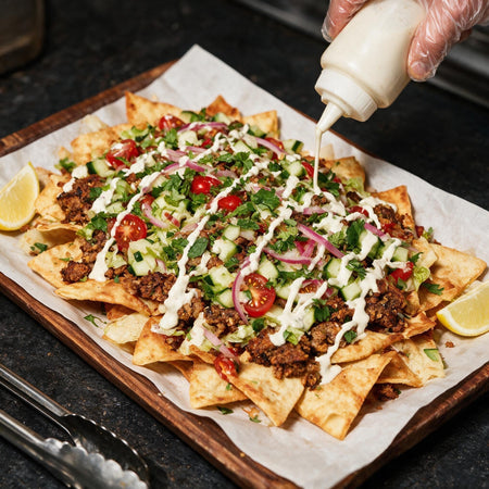 Prime Veggie Burger Shawarma Fattoush Nachos