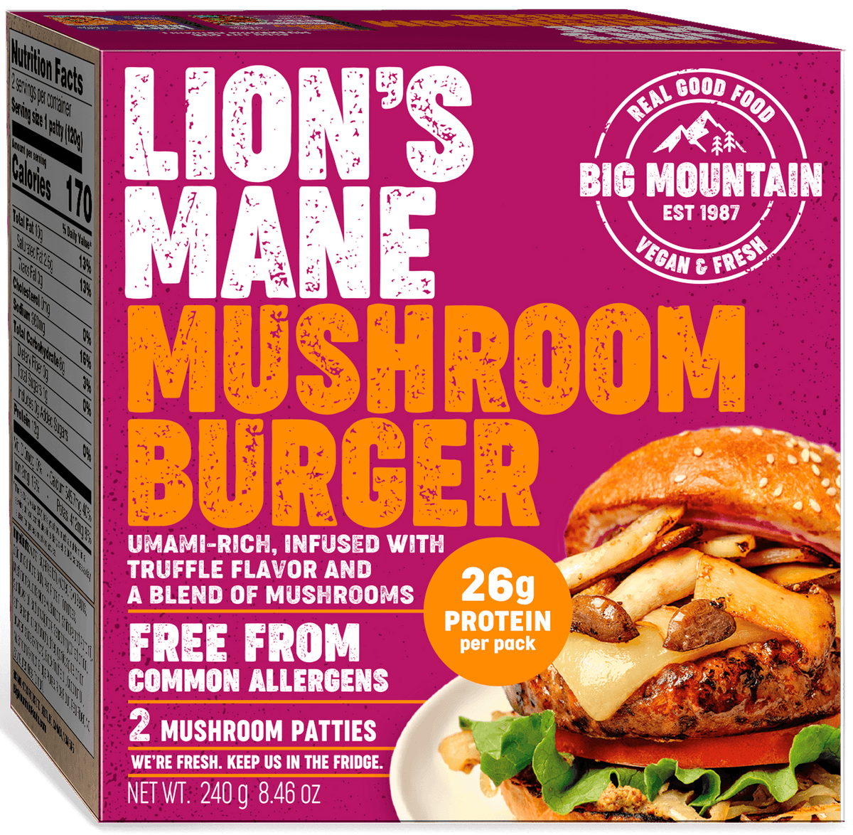Lion's PlantBased Mane Mushroom Burger