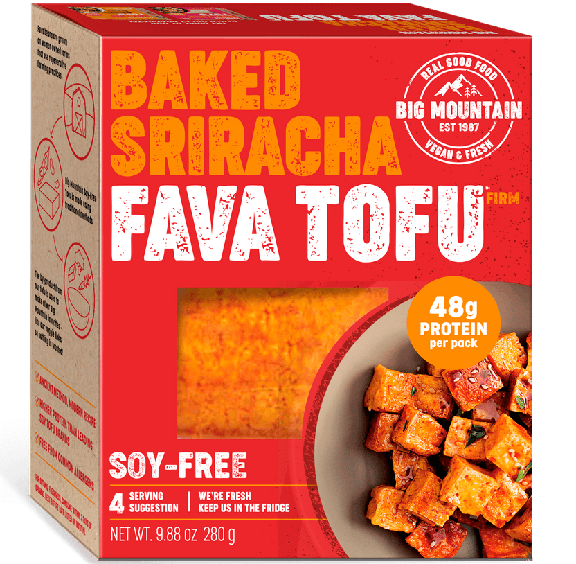 Vegan Baked Fava Tofu with Sriracha